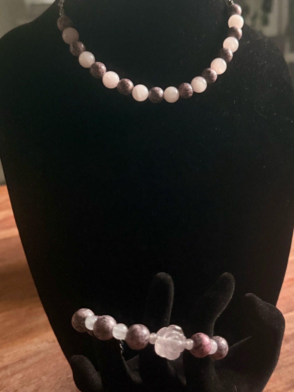 Pink and Lavender Beaded Necklace — Elegant Stone Necklace